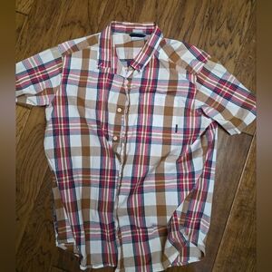 Columbia Red and Brown Casual Button Down Shirt